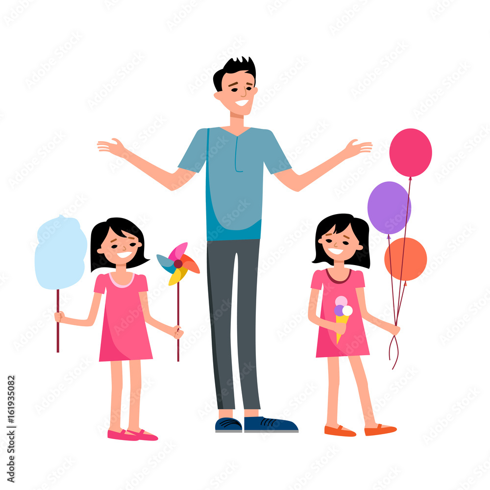 Happy dad and children Happy dad and children