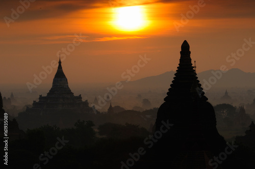 Twilight sky in thousand pagodas of Bagan  Myanmar.