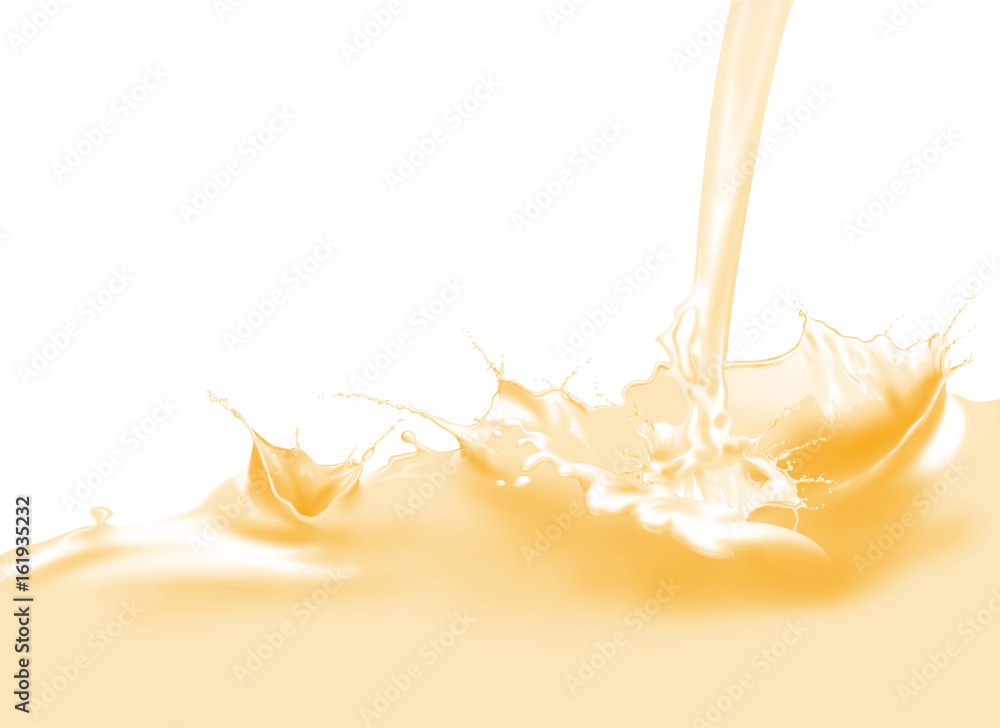 Orange milk splashes on a white background. Stock Illustration | Adobe Stock