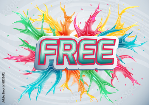 Colorful banner with the word free.