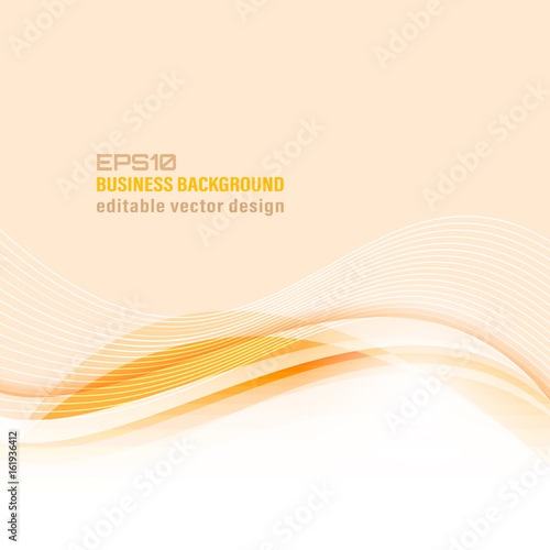 Wavy orange lines abstract vector business background.