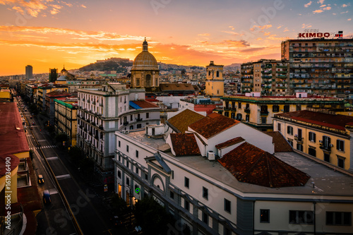 Photography Stunning view of Naples in Italy on a sunset