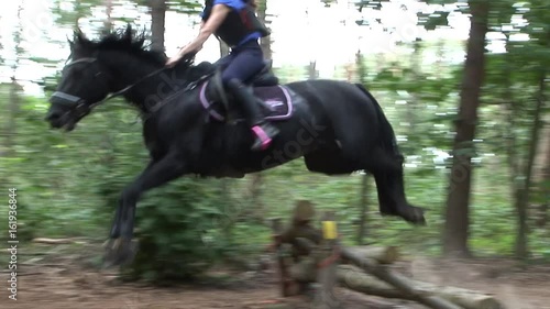 cross country horse jumping teenagers girls slowmotion