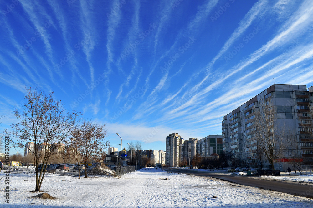 winter sky over the city winter sky over the city