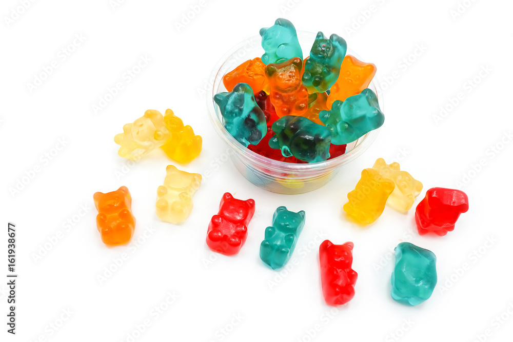 jelly bears, isolated on a white background jelly bears, isolated on a white background