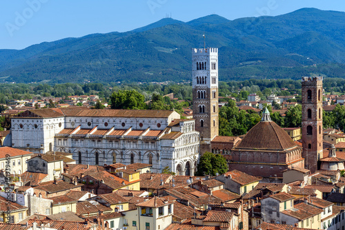 medieval town of Lucca with St. Martin cathedral, tuscany, italy photo