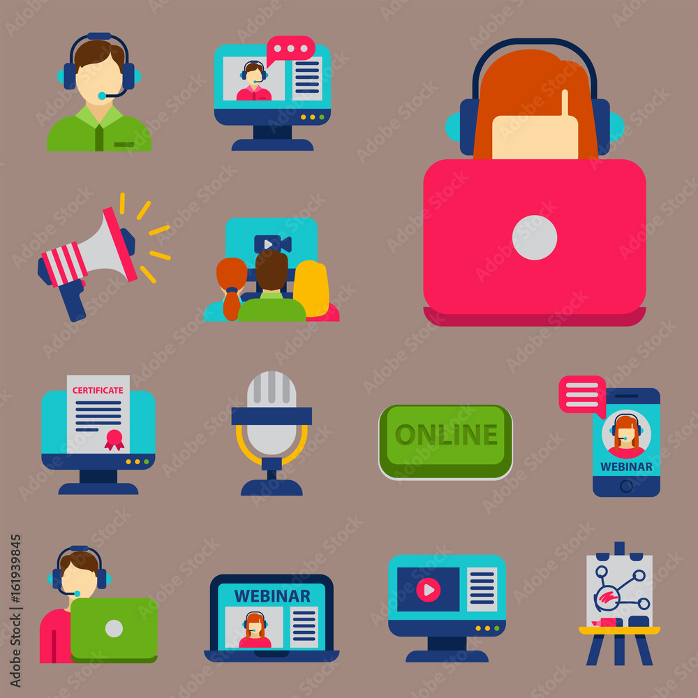 Flat design icons online education staff training book store distant learning knowledge vector illustration Flat design icons online education staff training book store distant learning knowledge vector illustration