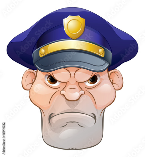 Mean Angry Cartoon Policeman
