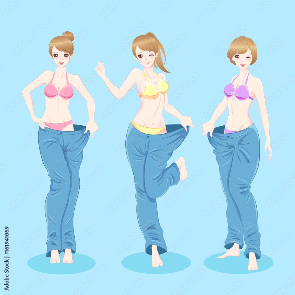 Naklejka premium beuty cartoon slim woman