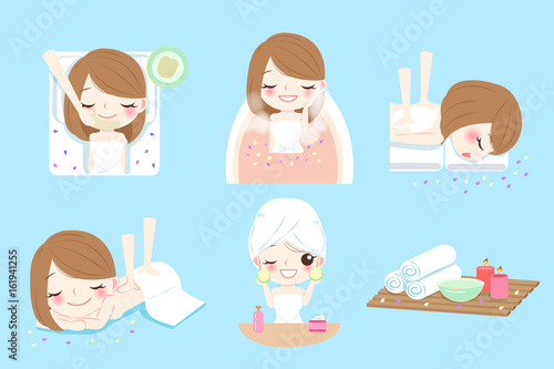 cartoon woman do spa