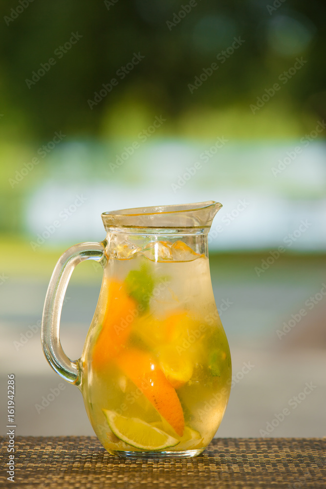 Soft drink and fruit. Soft drink and fruit.