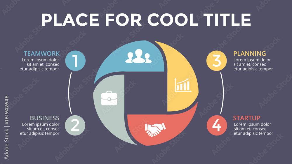Vector circle arrows infographic, square cycle diagram, graph ...