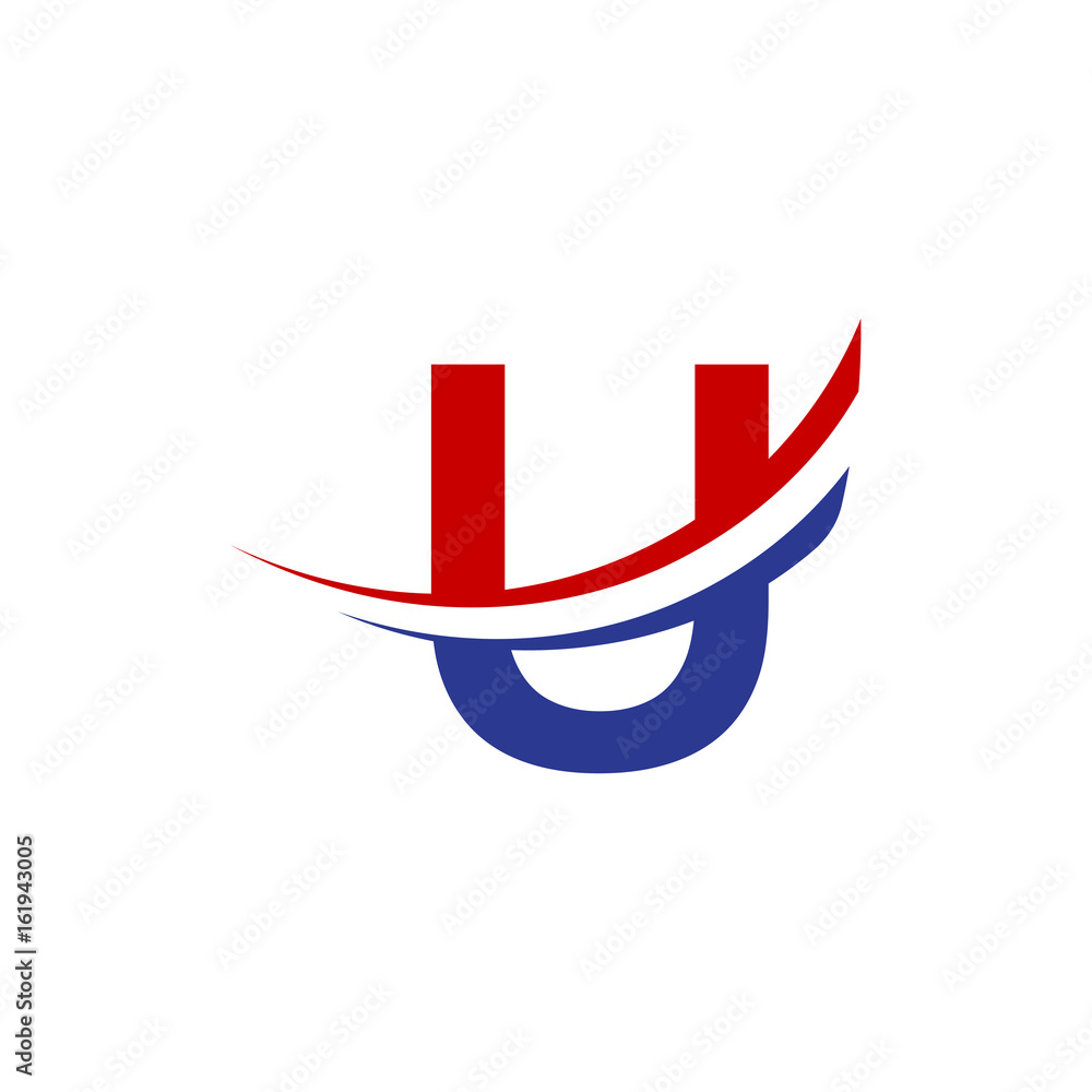 initial letter U logo swoosh wing - red blue color initial letter U logo swoosh wing - red blue color