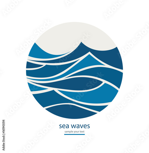 Abstract background with round frame of waves.