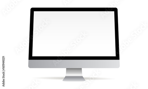 Computer monitor grey mockup isolated - front view. Vector illustration