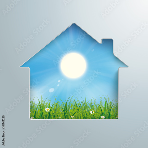 House Hole Sun Blue Sky Grass