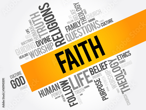 Faith word cloud collage , social concept background