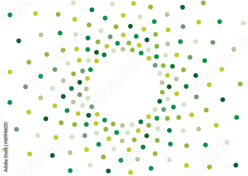 abstract vector green polka dots frame isolated on white background