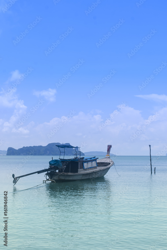 Beautiful beach. Boats in the sea