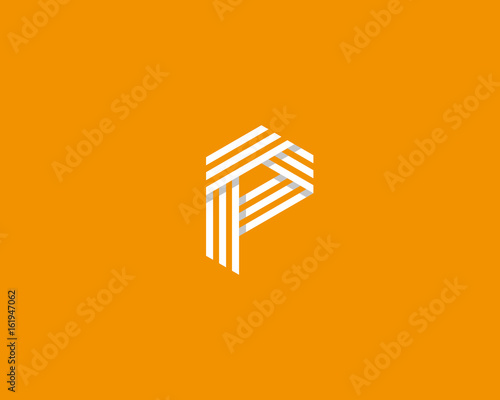 Line letter p logotype. Abstract geometric logo icon vector sign.
