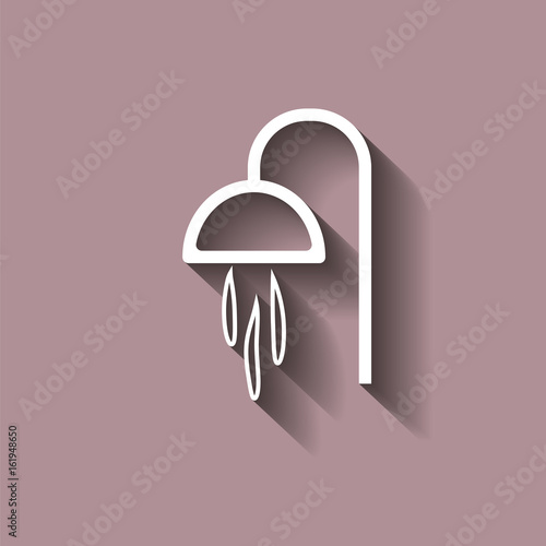 Vector icon of having a shower or a bathroom in the room Vector icon with shadow