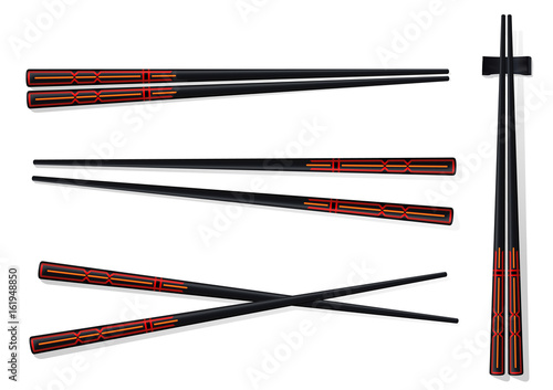 Chopsticks. Set Accessories for Sushi Isolated on White Background