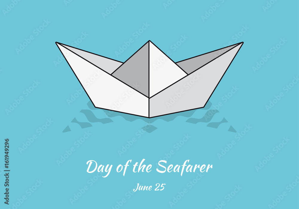 Day of the Seafarer vector. Cartoon paper boat. Folding paper boat. Important day Day of the Seafarer vector. Cartoon paper boat. Folding paper boat. Important day