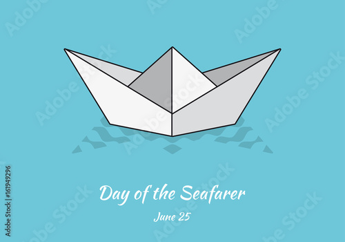 Day of the Seafarer vector. Cartoon paper boat. Folding paper boat. Important day