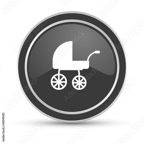 Schwarzer Button - Kinderwagen retro