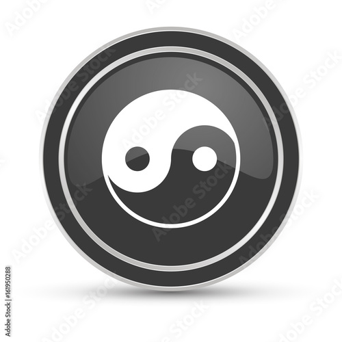 Schwarzer Button - Yin-Yang