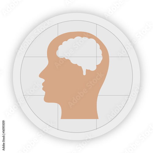 Icon Schaltfläche - Kopf und Gehirn Profil