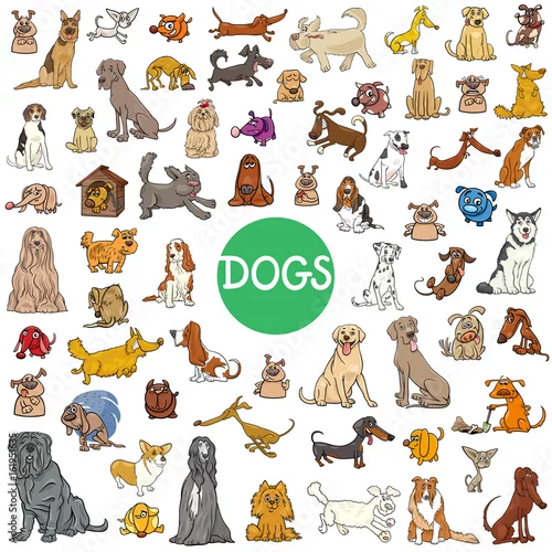 Fototapeta samoprzylepna cartoon dog characters large collection