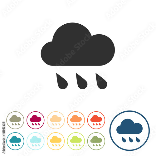 Runde Schaltflächen - Wolke - Regenwolke - Regen