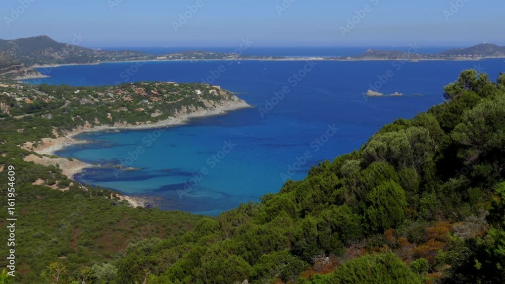 Sandy beaches near Villasimius in Sardegna, Italia. Natural landscape in Italy. Italian coast in Sardinia on Mediterranean Sea Sandy beaches near Villasimius in Sardegna, Italia. Natural landscape in Italy. Italian coast in Sardinia on Mediterranean Sea
