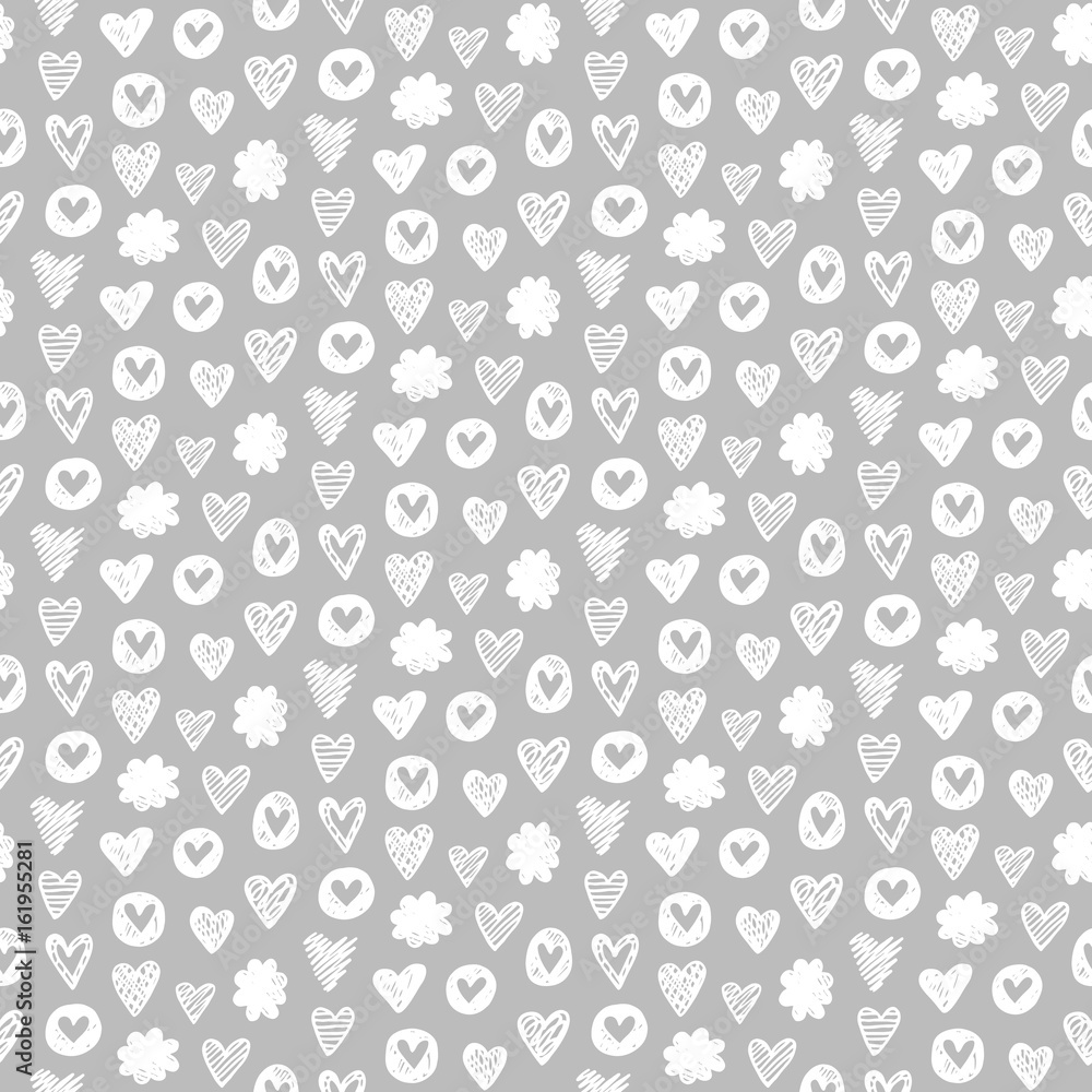 Hearts shapes romantic seamless pattern on grey background Hearts shapes romantic seamless pattern on grey background