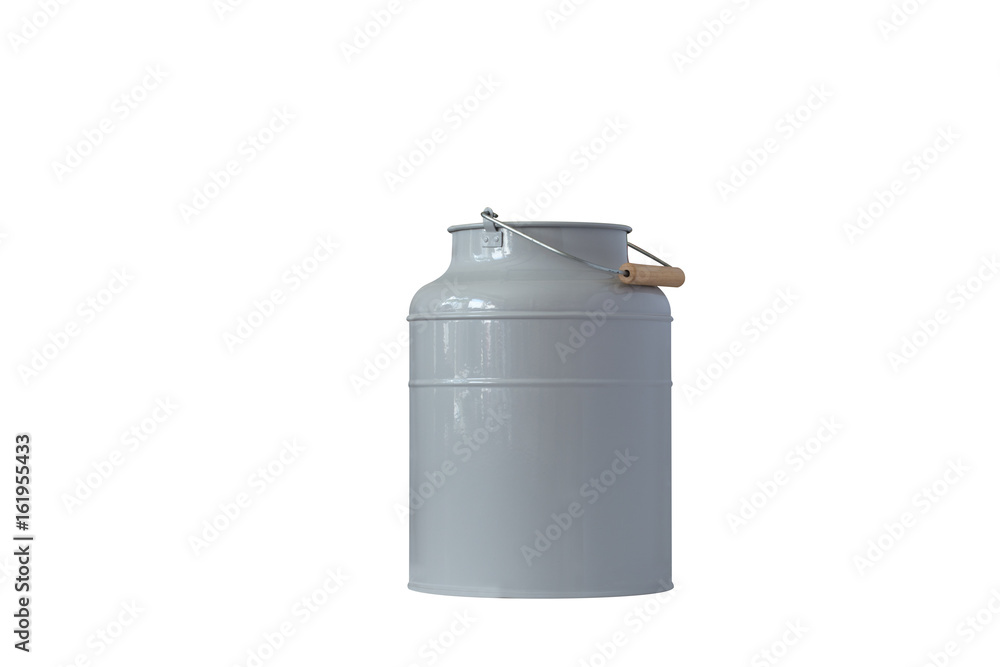 grey milk can on white background with clipping path grey milk can on white background with clipping path