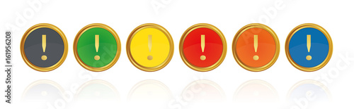 Ausrufezeichen - Hinweis - Goldene Buttons
