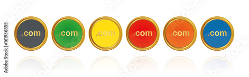 Com - Webadresse - Goldene Buttons