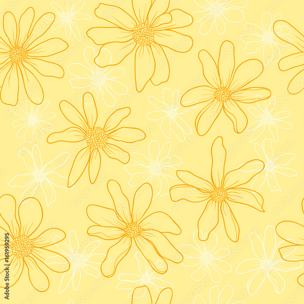 Pattern yellow wildflowers