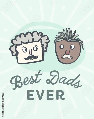 Vector icon set of fathers day greeting card against white background