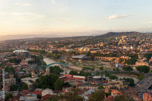 Panoramic view of Tbilisi at sunset