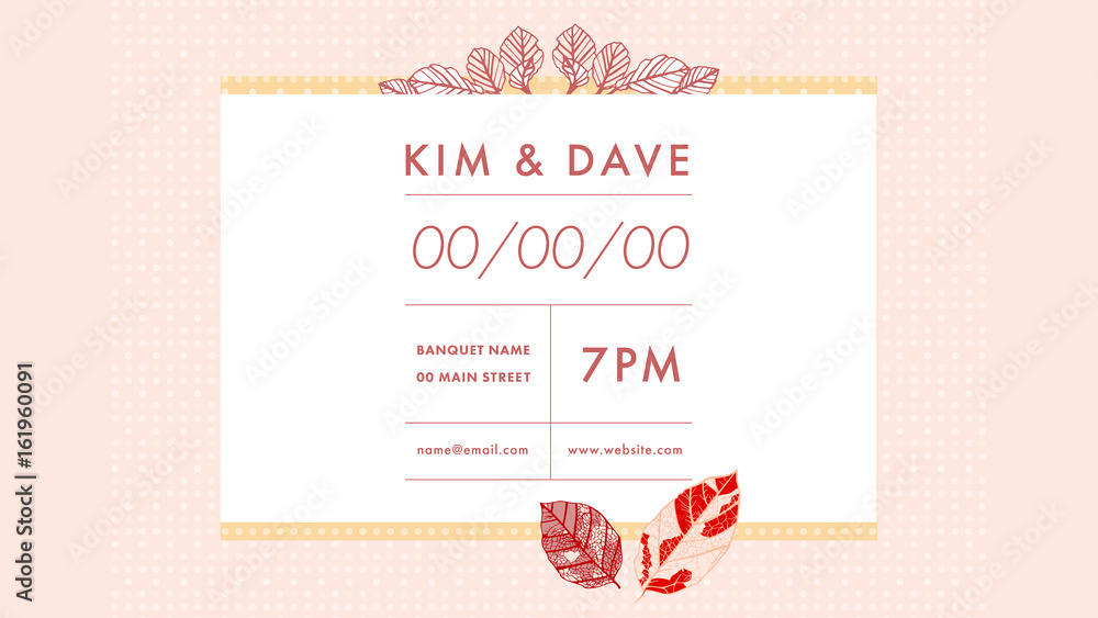 Vector image of invitation card on yellow background