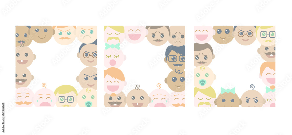 Vector set of frames with different human faces against white background Vector set of frames with different human faces against white background