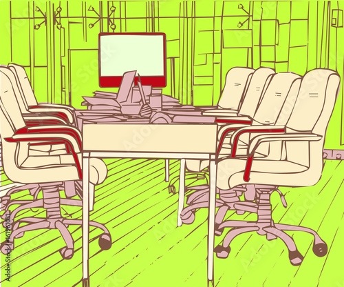 Illustration of empty conference room in office