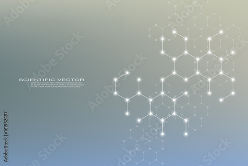 Hexagonal structure molecule dna of neurons system, genetic and chemical compounds. Vector illustration. photo