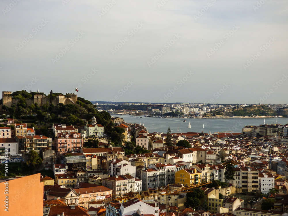 Lisbon's cityscape viewed from Miradouro da Senhora do Monte