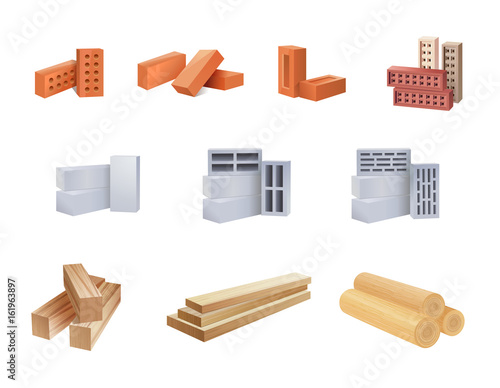 Set of construction materials icons - Vector illustration.