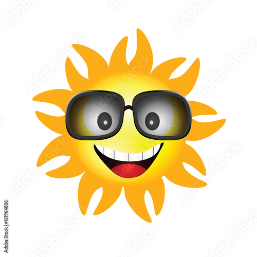 sun face with sunglasses one vector illustration