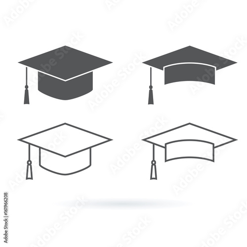 Graduation hat vector icon isolated on white background photo