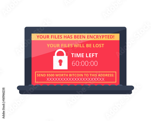 Computer infected by malware ransomware wannacry virus photo